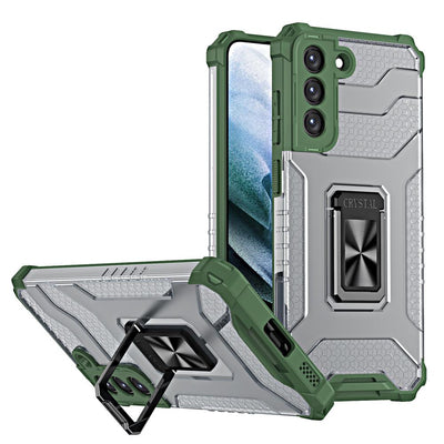 Crystal Ring Case tough hybrid cover + magnetic holder for Samsung Galaxy S22 + (S22 Plus) green — Hurtel