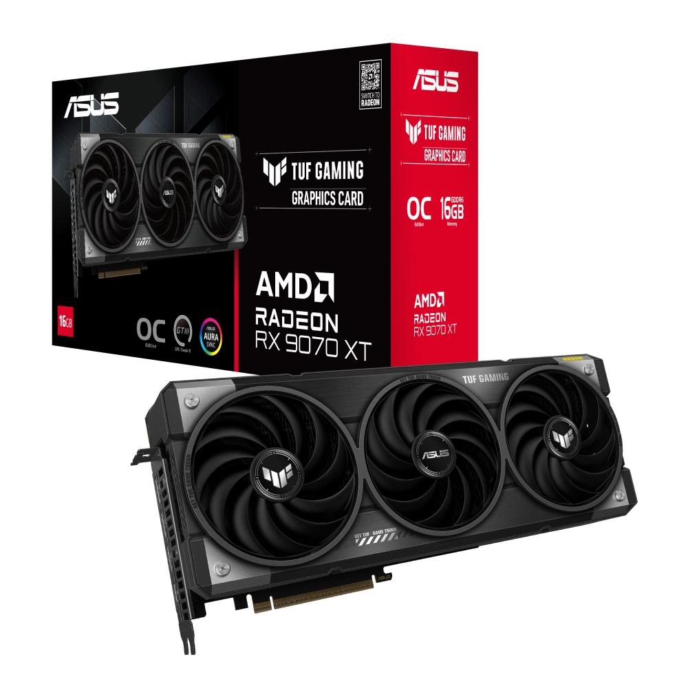 Graphics Card ASUS AMD Radeon RX 9070 XT 16 GB GDDR6 256 bit PCIE 5.0 16x Triple slot Fansink 1xHDMI 3xDisplayPort TUF-RX9070XT-O16G-GAMING
