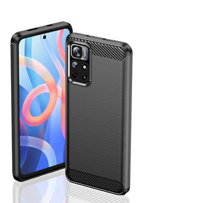 Carbon Case Flexible Cover Sleeve for Xiaomi Redmi Note 11 black — Hurtel