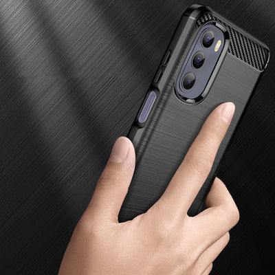 Carbon Case flexible cover for Motorola Moto G Stylus 2022 black — Hurtel