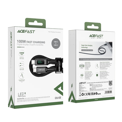Acefast C6-03 Black USB-C - USB-C PD QC cable 100W 5A 480Mb/s 2m - black