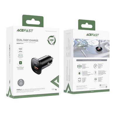 Acefast car charger 38W USB Type C / USB, PPS, Power Delivery, Quick Charge 3.0, AFC, FCP black (B1 black)