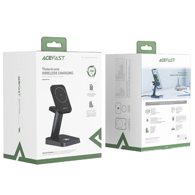 Acefast Qi Wireless Charger 15W for iPhone (with MagSafe), Apple Watch and Apple AirPods Stand Holder Magnetic Holder Black (