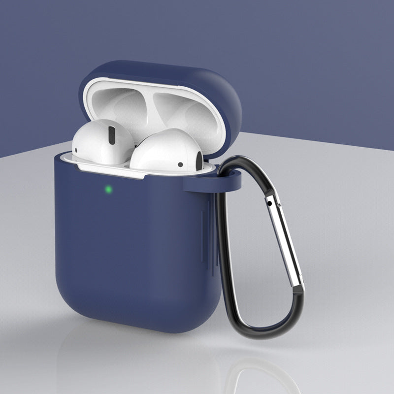 Case for AirPods 2 / AirPods 1 silicone soft case for headphones + keychain carabiner pendant blue (case D) — Hurtel
