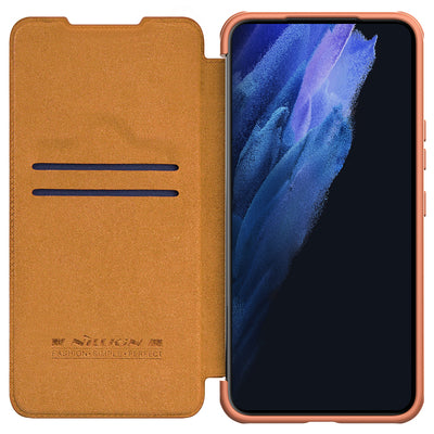 Nillkin Qin Leather Pro Case Case for Samsung Galaxy S22+ (S22 Plus) Camera Protector Holster Cover Flip Case Brown