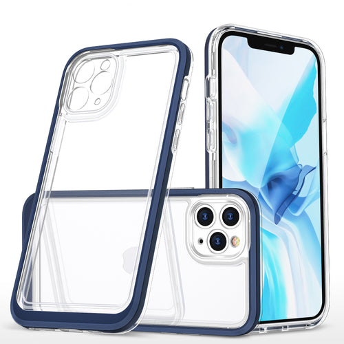 Clear 3in1 case for iPhone 11 Pro Max blue frame gel cover — Hurtel