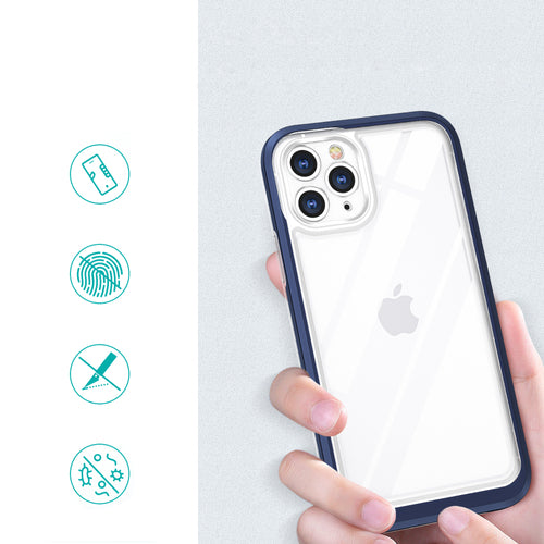 Clear 3in1 case for iPhone 11 Pro Max blue frame gel cover — Hurtel