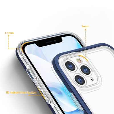 Clear 3in1 case for iPhone 11 Pro Max blue frame gel cover — Hurtel