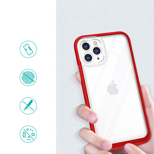 Clear 3in1 Case for iPhone 11 Pro Max Frame Cover Gel Red — Hurtel