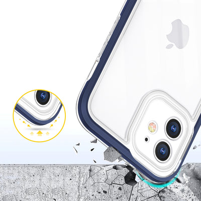 Clear 3in1 case for iPhone 12 blue frame gel cover — Hurtel
