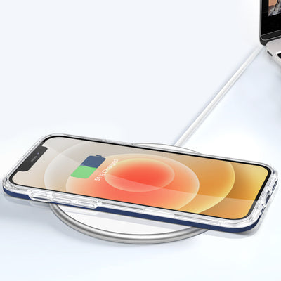 Clear 3in1 case for iPhone 12 blue frame gel cover — Hurtel
