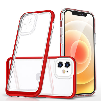 Clear 3in1 case for iPhone 12 frame gel cover red — Hurtel