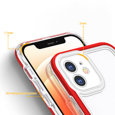 Clear 3in1 case for iPhone 12 frame gel cover red — Hurtel