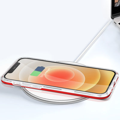 Clear 3in1 case for iPhone 12 frame gel cover red — Hurtel