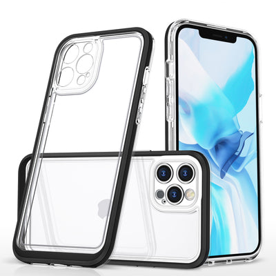 Clear 3in1 case for iPhone 12 Pro Max case gel cover with frame black — Hurtel