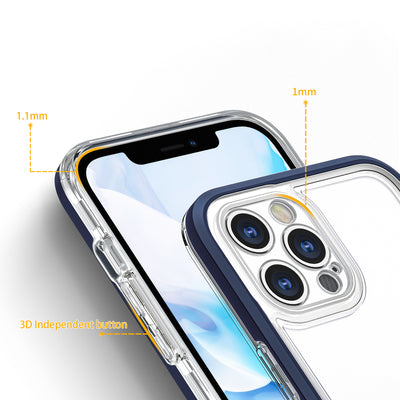 Clear 3in1 case for iPhone 12 Pro Max blue frame gel cover — Hurtel