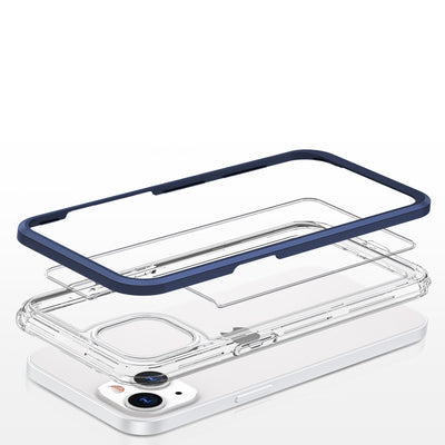 Clear 3in1 case for iPhone 13 mini gel cover with frame blue — Hurtel