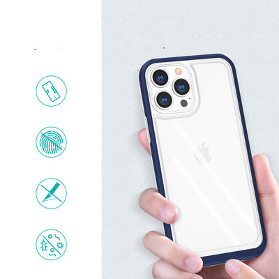 Clear 3in1 case for iPhone 13 Pro blue frame gel cover — Hurtel