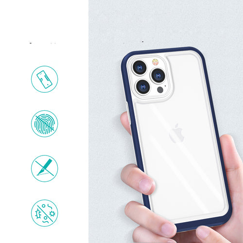 Clear 3in1 case for iPhone 13 Pro blue frame gel cover — Hurtel