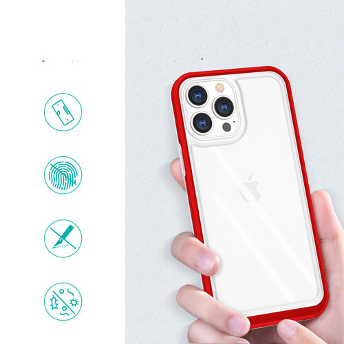 Clear 3in1 case for iPhone 13 Pro frame cover gel red — Hurtel