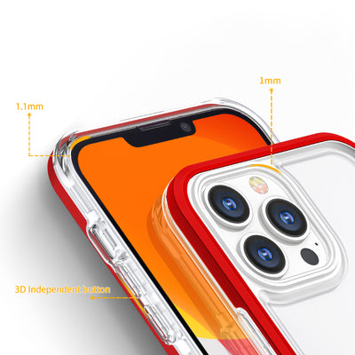 Clear 3in1 case for iPhone 13 Pro frame cover gel red — Hurtel