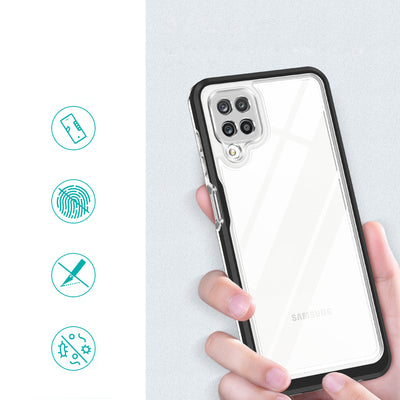 Clear 3in1 Case for Samsung Galaxy A22 4G Frame Gel Cover Black — Hurtel