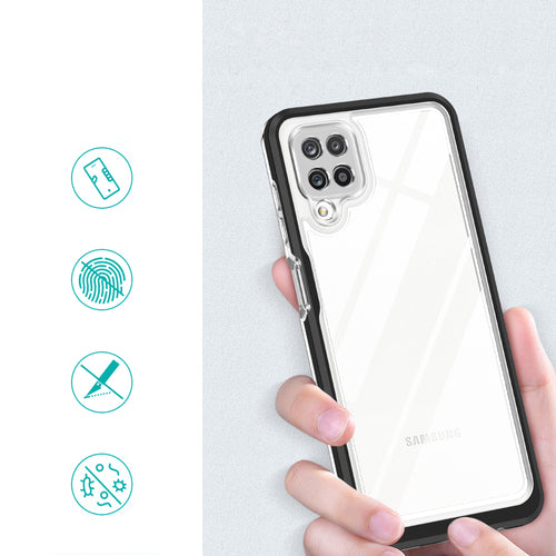 Clear 3in1 Case for Samsung Galaxy A22 4G Frame Gel Cover Black — Hurtel