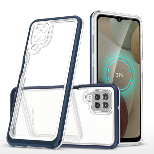 Clear 3in1 Case for Samsung Galaxy A22 4G Frame Gel Cover Blue — Hurtel