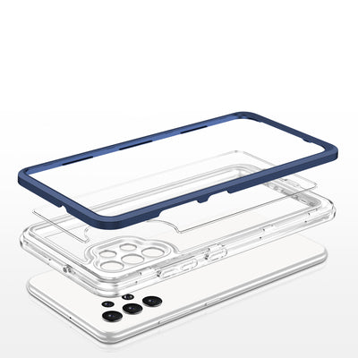 Clear 3in1 Case for Samsung Galaxy A32 5G Frame Gel Cover Blue — Hurtel