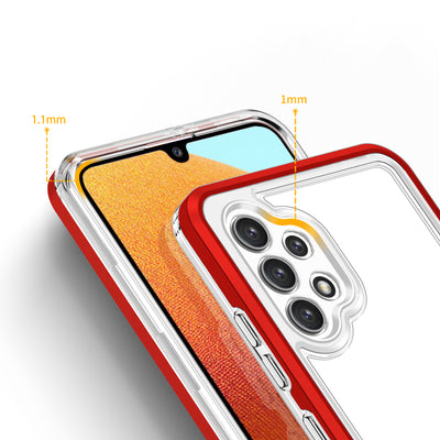 Clear 3in1 Case for Samsung Galaxy A32 5G Frame Gel Cover Red — Hurtel