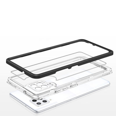 Clear 3in1 Case for Samsung Galaxy A42 5G Frame Gel Cover Black — Hurtel