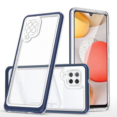 Clear 3in1 Case for Samsung Galaxy A42 5G Frame Gel Cover Blue — Hurtel