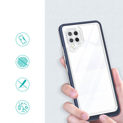 Clear 3in1 Case for Samsung Galaxy A42 5G Frame Gel Cover Blue — Hurtel