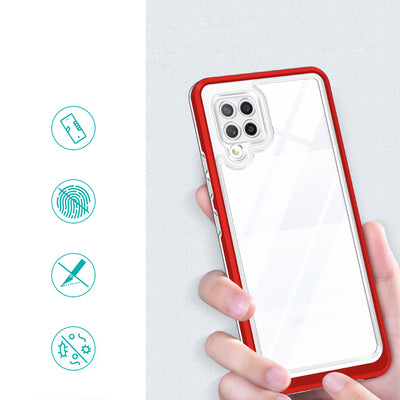 Clear 3in1 Case for Samsung Galaxy A42 5G Frame Gel Cover Red — Hurtel