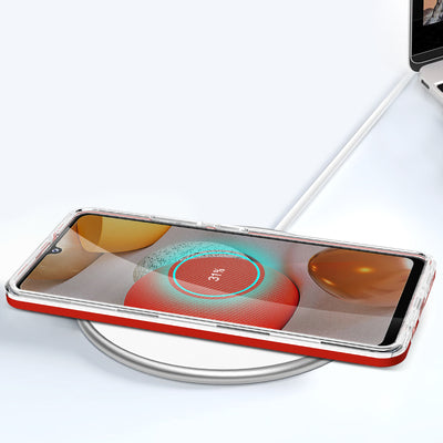 Clear 3in1 Case for Samsung Galaxy A42 5G Frame Gel Cover Red — Hurtel