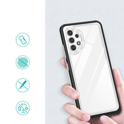 Clear 3in1 Case for Samsung Galaxy A72 4G Frame Gel Cover Black — Hurtel
