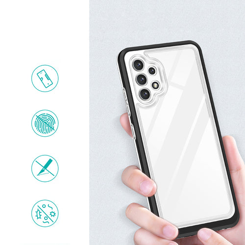 Clear 3in1 Case for Samsung Galaxy A72 4G Frame Gel Cover Black — Hurtel