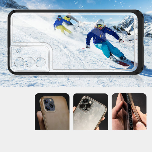Clear 3in1 Case for Samsung Galaxy S22 + (S22 Plus) Frame Gel Cover Black — Hurtel