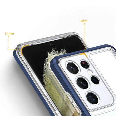 Clear 3in1 Case for Samsung Galaxy S22 Ultra Frame Gel Cover Blue — Hurtel