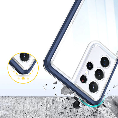 Clear 3in1 Case for Samsung Galaxy S22 Ultra Frame Gel Cover Blue — Hurtel