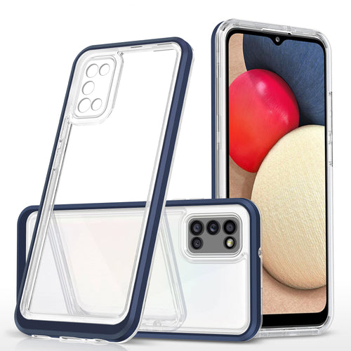 Clear 3in1 case for Samsung Galaxy A03s (166) frame gel cover blue — Hurtel