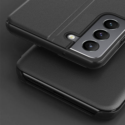 Eco Leather View Case elegant case with a flip cover and stand function for Samsung Galaxy S22 + (S22 Plus) blue — Hurtel