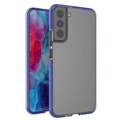 Spring Case Cover Gel Cover with Color Frame for Samsung Galaxy S22 + (S22 Plus) Dark Blue — Hurtel