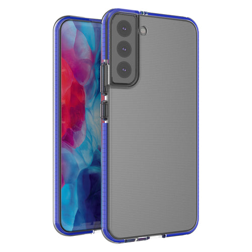 Spring Case Cover Gel Cover with Color Frame for Samsung Galaxy S22 + (S22 Plus) Dark Blue — Hurtel