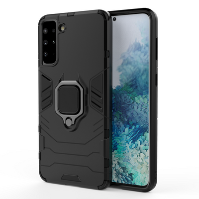 Ring Armor tough hybrid case cover + magnetic holder for Samsung Galaxy S22 + (S22 Plus) black — Hurtel