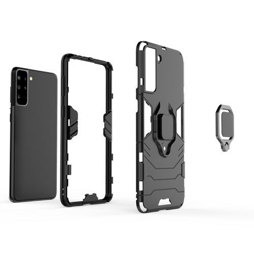 Ring Armor tough hybrid case cover + magnetic holder for Samsung Galaxy S22 + (S22 Plus) black — Hurtel
