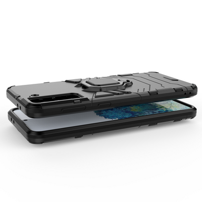 Ring Armor tough hybrid case cover + magnetic holder for Samsung Galaxy S22 + (S22 Plus) black — Hurtel
