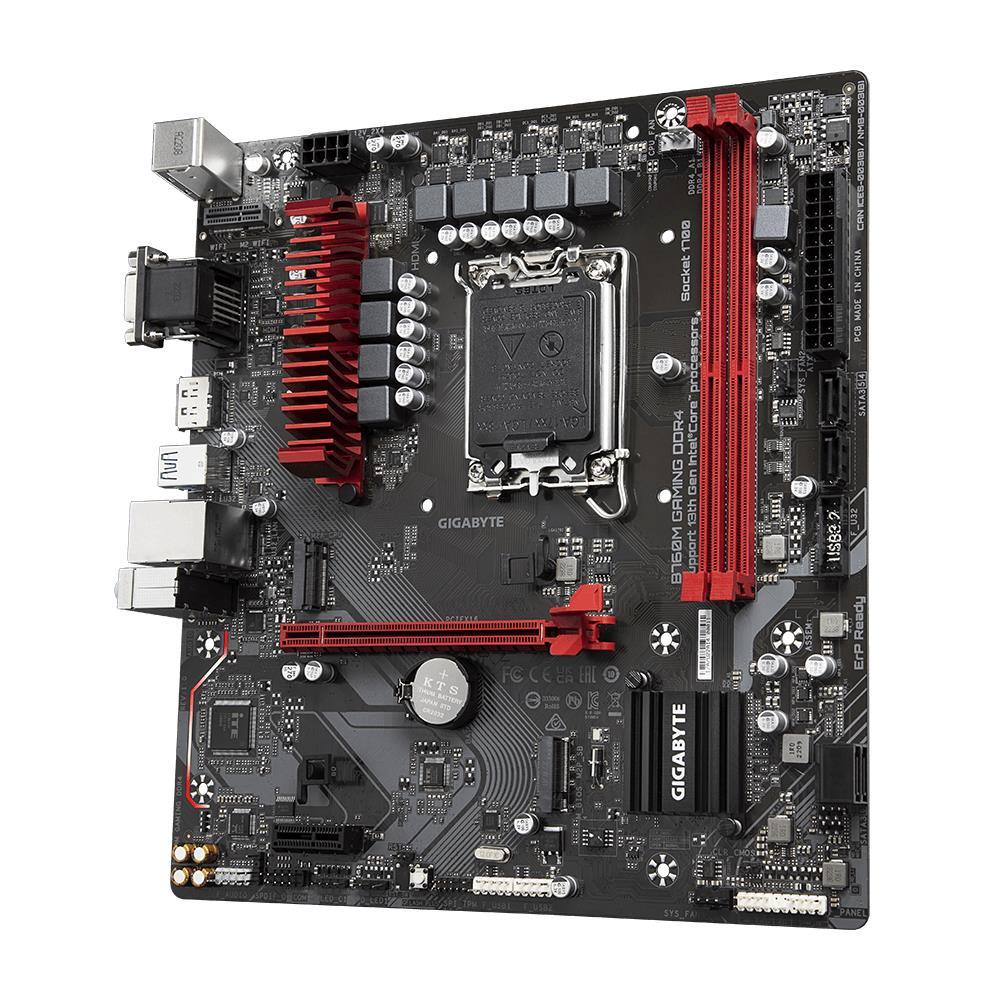 Mainboard GIGABYTE Intel B760 Express LGA1700 Micro-ATX Memory DDR4 Memory slots 2 1xPCI-Express 3.0 1x 1xPCI-Express 4.0 16x 2xM.2 1x15pin D-sub 1xHDMI 1xDisplayPort 2xAudio-In 1xAudio-Out 2xUSB 2.0 3xUSB 3.2 1xUSB-C 1xPS/2 1xRJ45 B760MGAMINGDDR41.1