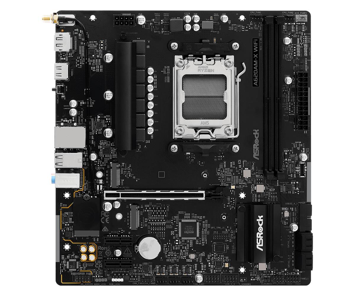 Mainboard ASROCK AMD A620 SAM5 Micro-ATX Memory DDR5 Memory slots 2 A620AM-XWIFI