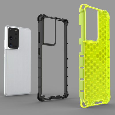 Honeycomb case armored cover with a gel frame for Samsung Galaxy S22 Ultra blue — Hurtel